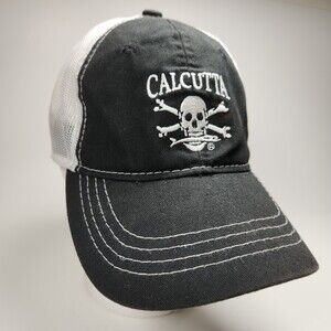 Calcutta Skull Cross Bones Hat Cap White Mesh Pirate Snapback